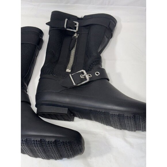 Burberry Black Claredon Shearling Riding Combat Boots Size 9 - Picture 6 of 16
